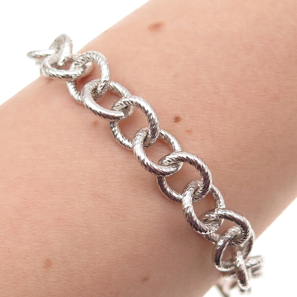 Pianegonda 925 Sterling Silver Italy Rolo Link Bracelet 7"